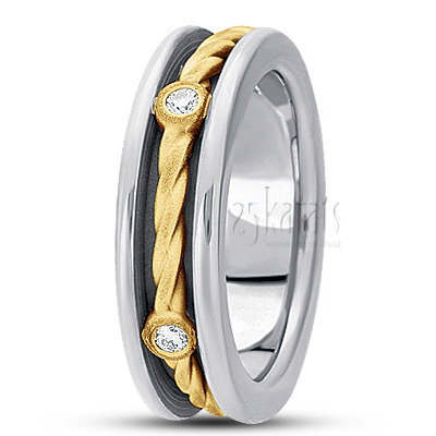 Rope Design Diamond Wedding Ring - main view thumbnail