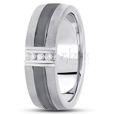 Black Rhodium Diamond Round Cut Wedding Band - view 2