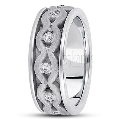 Symmetrical Wave Diamond Wedding Ring - view 2
