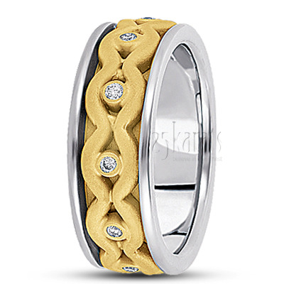 Symmetrical Wave Diamond Wedding Ring - main view