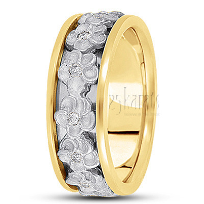 Floral Carved Diamond Wedding Ring - view 4 thumbnail