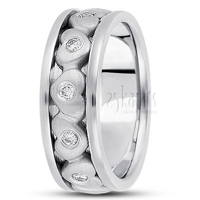 Symmetrical Heart Diamond Wedding Band - view 2 thumbnail