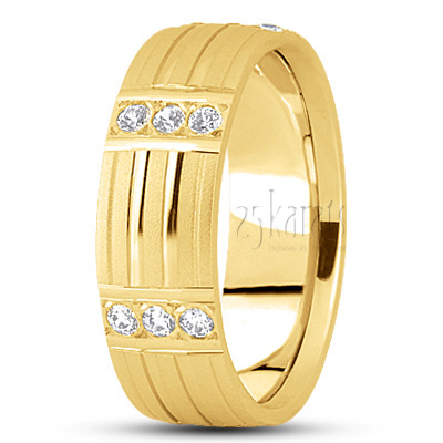 Grooved Diamond Wedding Band - main view