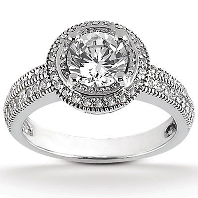 Pave Set Halo Diamond Engagement Ring (0.26 ct.tw.)
