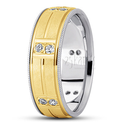 Diamond Cut Burnish-set Wedding Ring - view 3 thumbnail