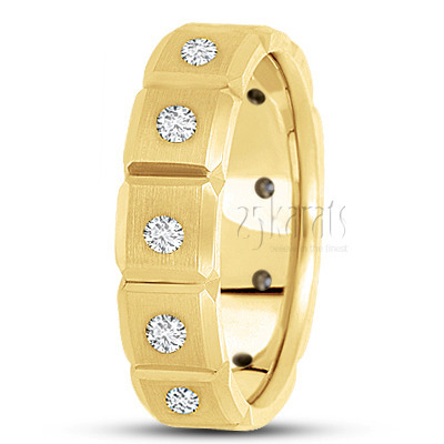 Stylish Grooved Diamond Wedding Band 1 - view 2 thumbnail