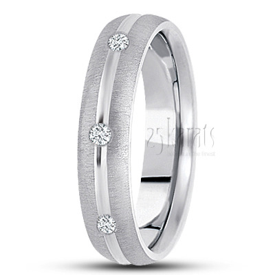 Concave Center Diamond Wedding Band 1 - main view