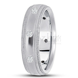 Double Milgrain Diamond Wedding Band