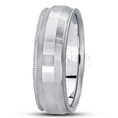 Stylish Milgrain Step Edge Basic Wedding Band  - main view thumbnail