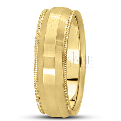 Stylish Milgrain Step Edge Basic Wedding Band  - view 2