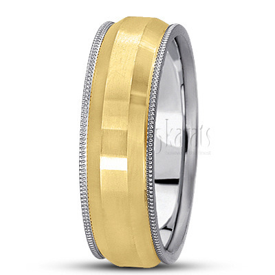 Stylish Milgrain Step Edge Basic Wedding Band  - view 3 thumbnail