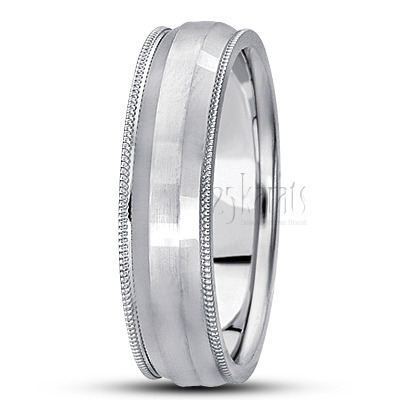 Stylish Milgrain Step Edge Basic Wedding Band  - view 4