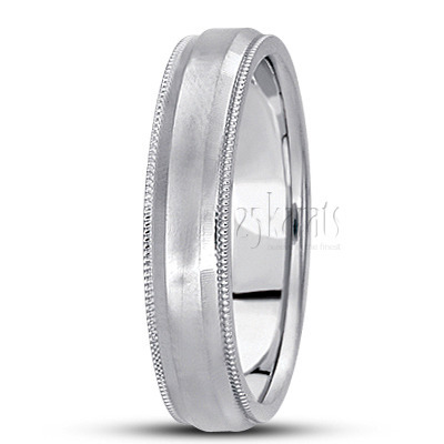 Stylish Milgrain Step Edge Basic Wedding Band  - view 5 thumbnail