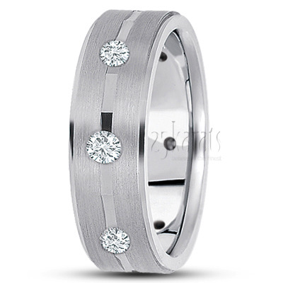 Angled Cut Diamond Wedding Ring  - view 2
