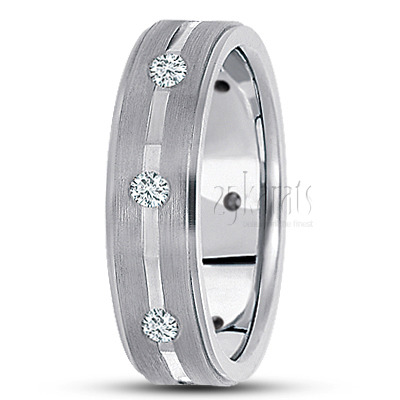 Angled Cut Diamond Wedding Band - main view