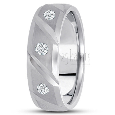 Diagonal Cut Diamond Wedding Band 1