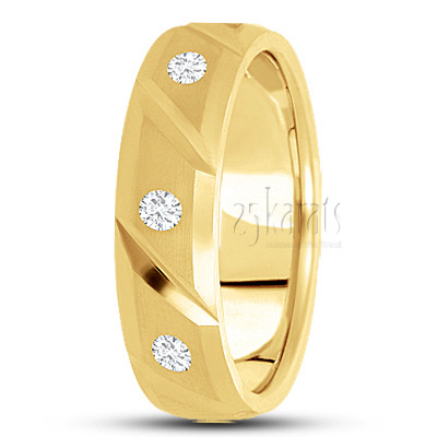 Diagonal Cut Diamond Wedding Ring