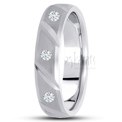 Diagonal Cut Diamond Wedding Band 2