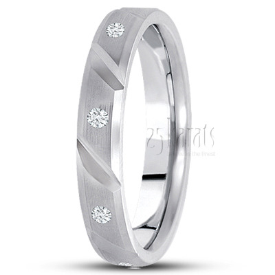 Diagonal Cut Diamond Wedding Ring 1 - main view