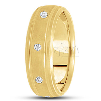 Double Step-Edge Diamond Wedding Band - view 3