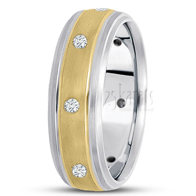 Double Step-Edge Diamond Wedding Band