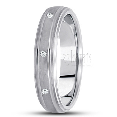 Double Step-Edge Diamond Wedding Band 1 - main view