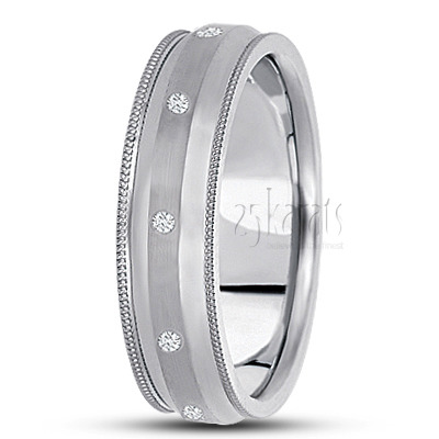 Beveled Milgrain Diamond Wedding Band - main view