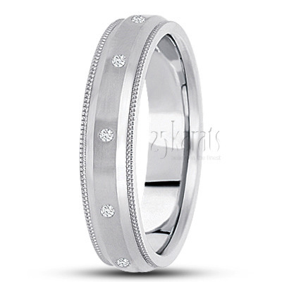Beveled Milgrain Diamond Wedding Ring 1 - main view thumbnail