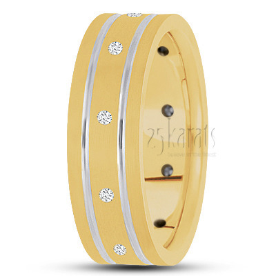 Flat Grooved Diamond Wedding Band - main view thumbnail