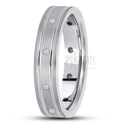 Flat Grooved Diamond Wedding Band 1 - main view thumbnail