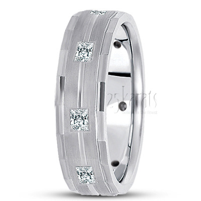 Angled Cut Princesss Diamond Wedding Ring - main view