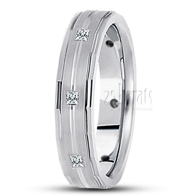Angled Cut Princesss Diamond Wedding Band - main view thumbnail