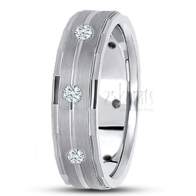 Angular Cut Edge Diamond Wedding Ring - main view