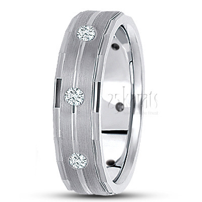 Angular Cut Edge Diamond Wedding Ring - main view thumbnail