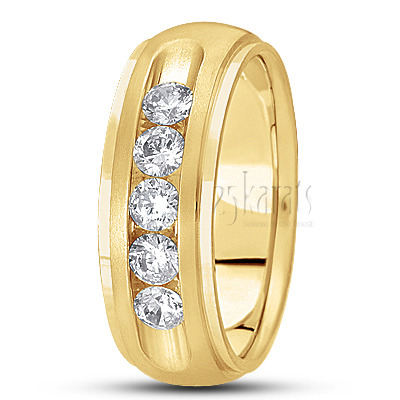 Step Edge Channel Set Diamond Wedding Ring