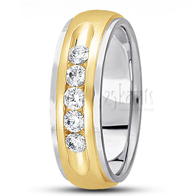 Step Edge Channel Set Diamond Wedding Band