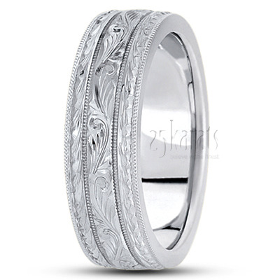 Exquisite Hand Engraved Wedding Ring  - view 2