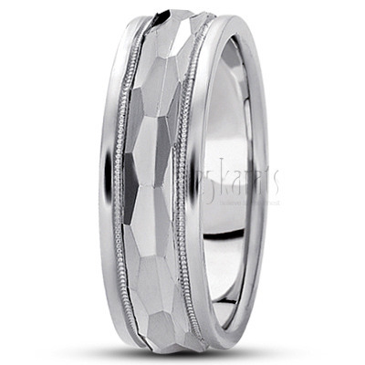 Honeycomb Style Basic Carved Wedding Band  - view 2 thumbnail
