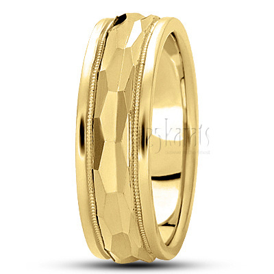 Honeycomb Style Basic Carved Wedding Band  - view 3