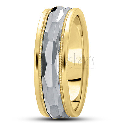 Honeycomb Style Basic Carved Wedding Band  - view 4