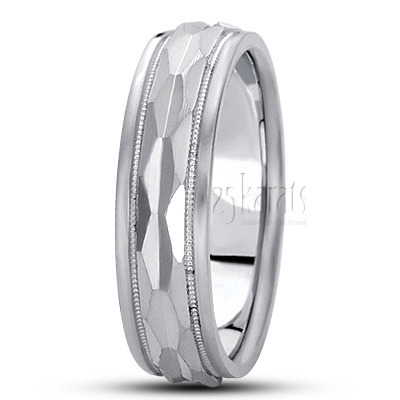 Honeycomb Style Basic Carved Wedding Band  - view 5