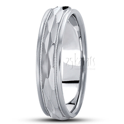 Honeycomb Style Basic Carved Wedding Band  - view 6