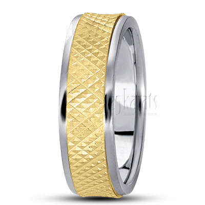 Grooved Diamond Cut Wedding Band