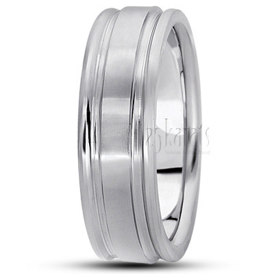 Exquisite Satin Diamond Carved Wedding Band  - view 2 thumbnail