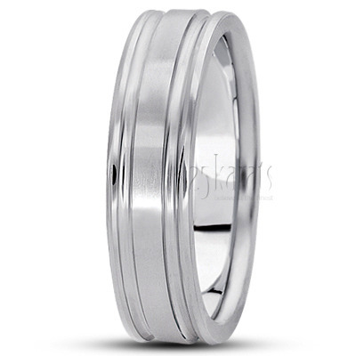 Exquisite Satin Diamond Carved Wedding Band  - view 5 thumbnail