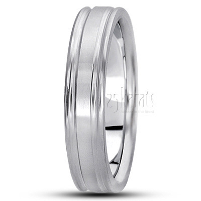 Exquisite Satin Diamond Carved Wedding Band  - view 9 thumbnail