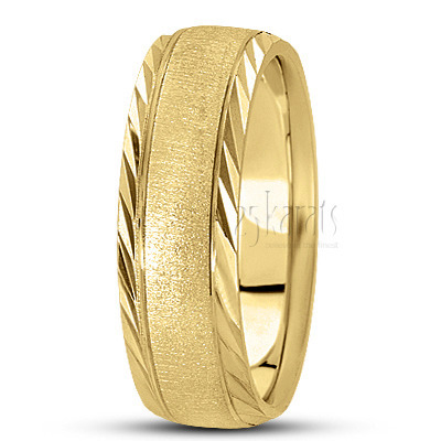 Diagonal Cut Edge Diamond Carved Wedding Ring  - view 3 thumbnail