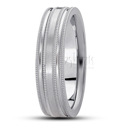 Stylish Four-Milgrain Basic Design Wedding Ring  - view 5 thumbnail