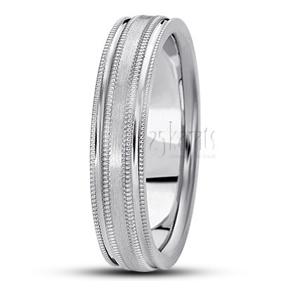 Stylish Four-Milgrain Basic Design Wedding Ring  - view 6 thumbnail