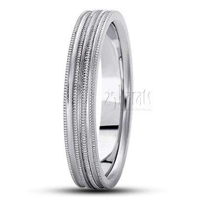 Stylish Four-Milgrain Basic Design Wedding Ring  - view 7 thumbnail
